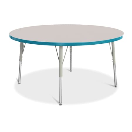 Jonti-Craft Berries Round Activity Table, 48 in. Diameter, E-height, Freckled Gray/Teal/Gray 6433JCE005